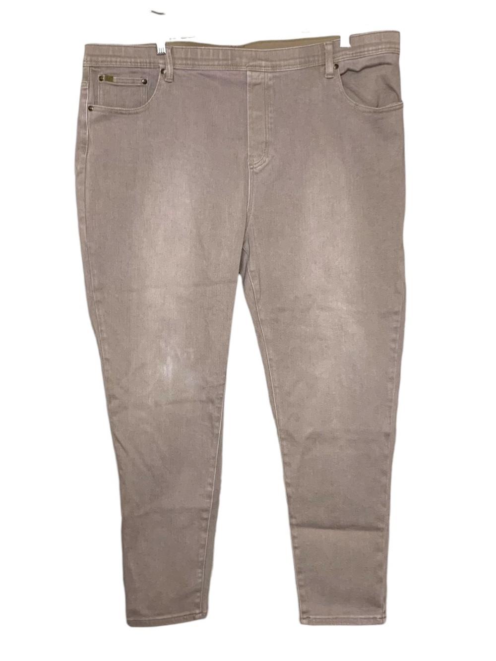 Diane Gilman High Rise Jeans Taupe Stone washer Sz 3X Stretch Pull On Pants